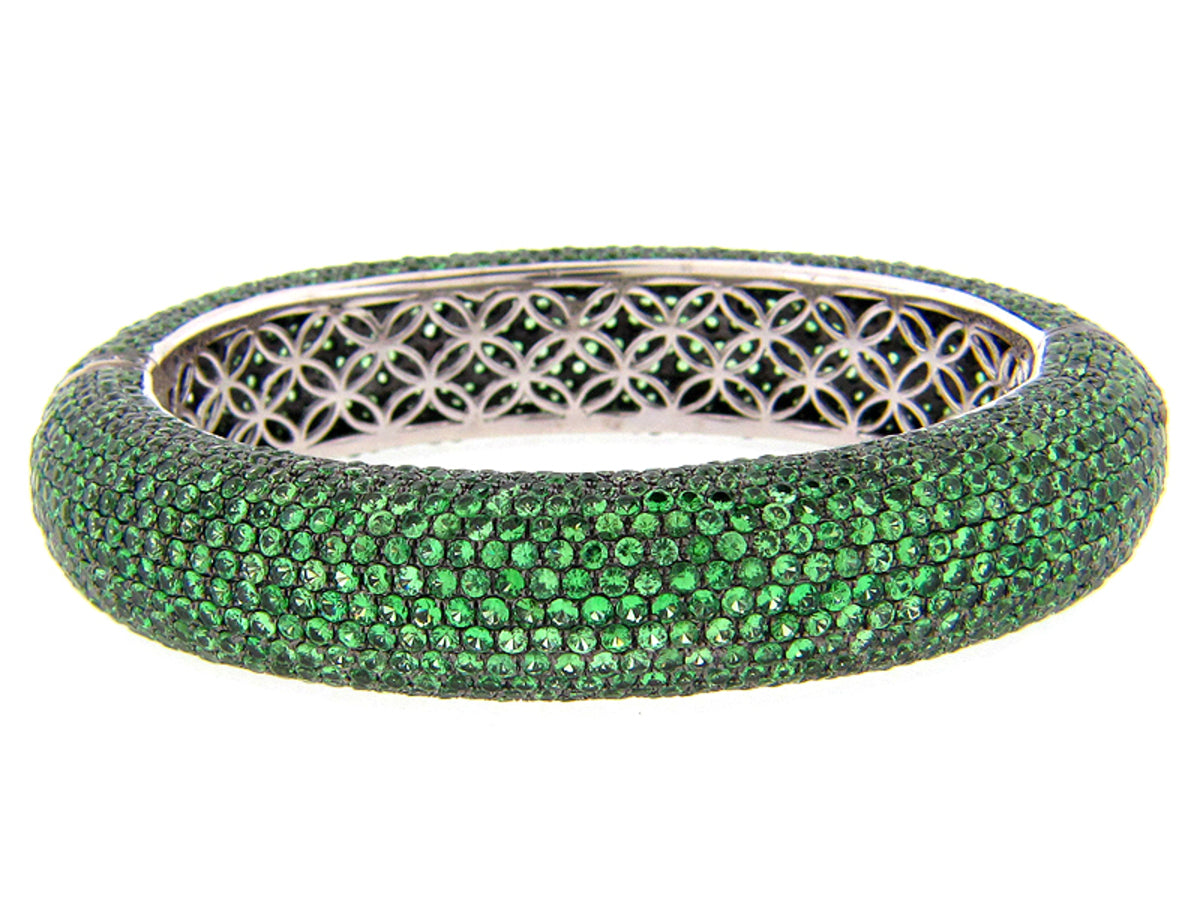 TSAVORITE BANGLE, SILVER (N)