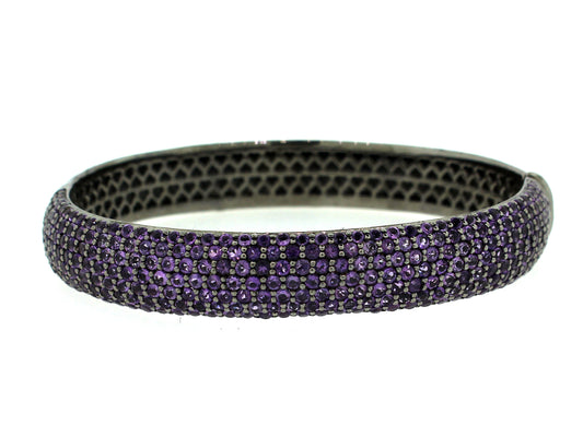 AMETHYST BANGLE, BLACK FINISH, SILVER (H)