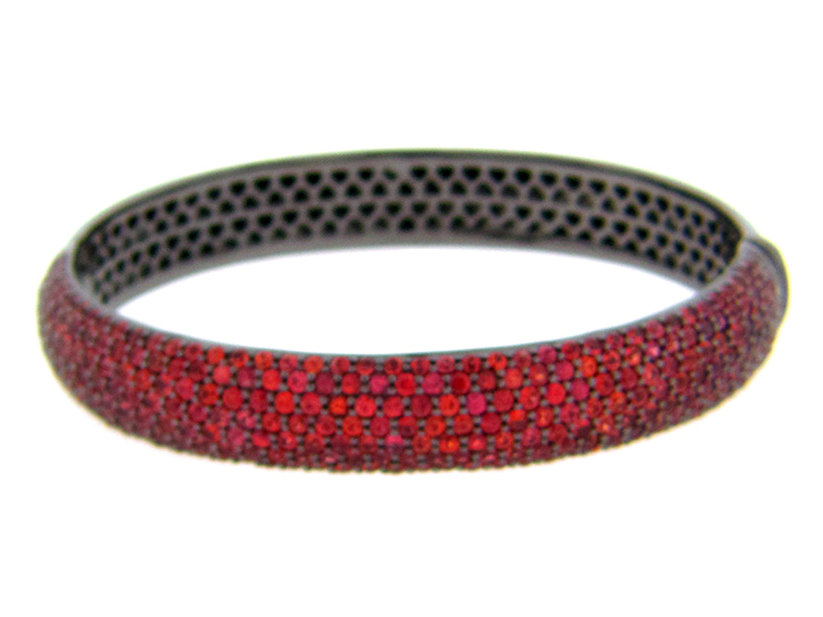 ORANGE SAPPHIRE BANGLE, BLACK FINISH, SILVER (H/U)