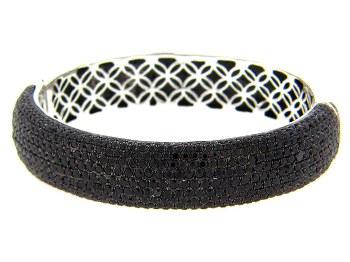 BLACK SPINEL BANGLE, SILVER (N)