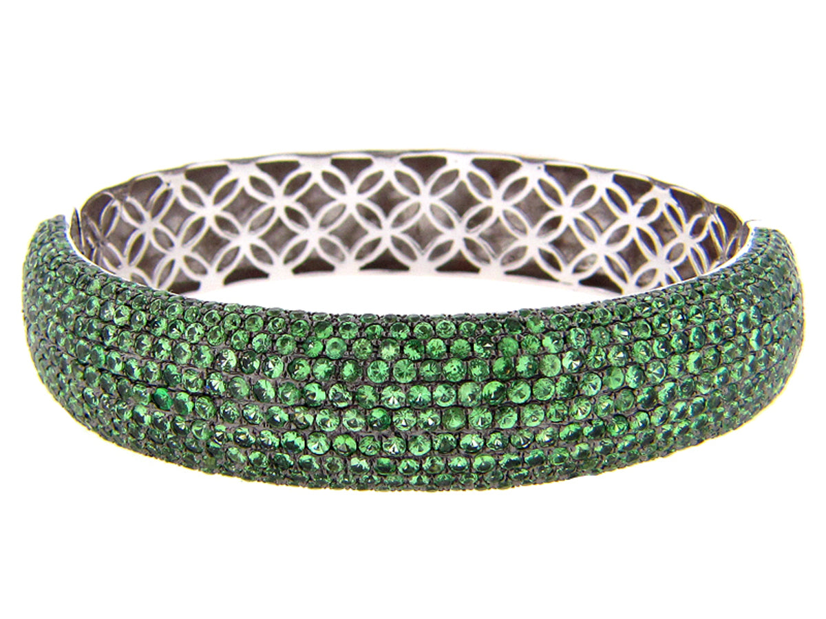 TSAVORITE BANGLE, SILVER (N)
