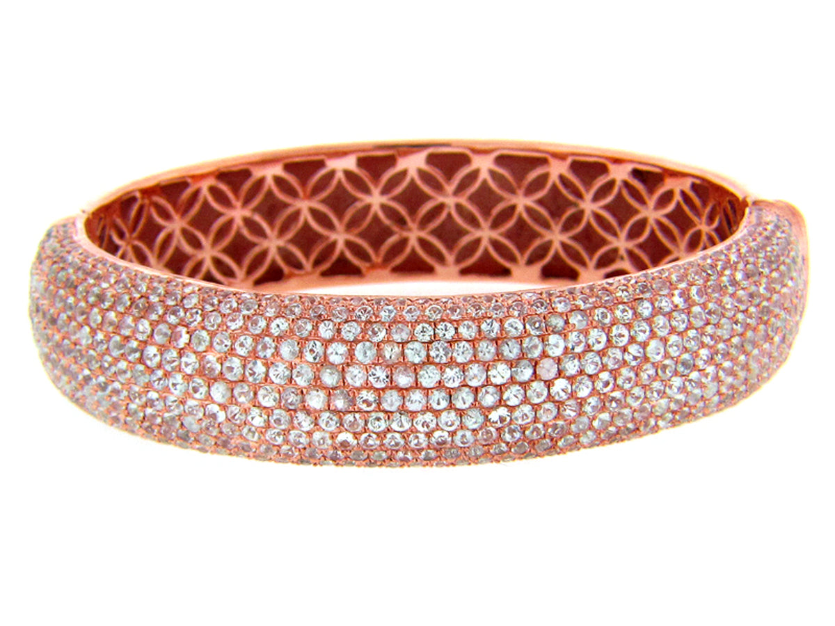 WHITE SAPPHIRE BANGLE, ROSE FINISH, SILVER (H)