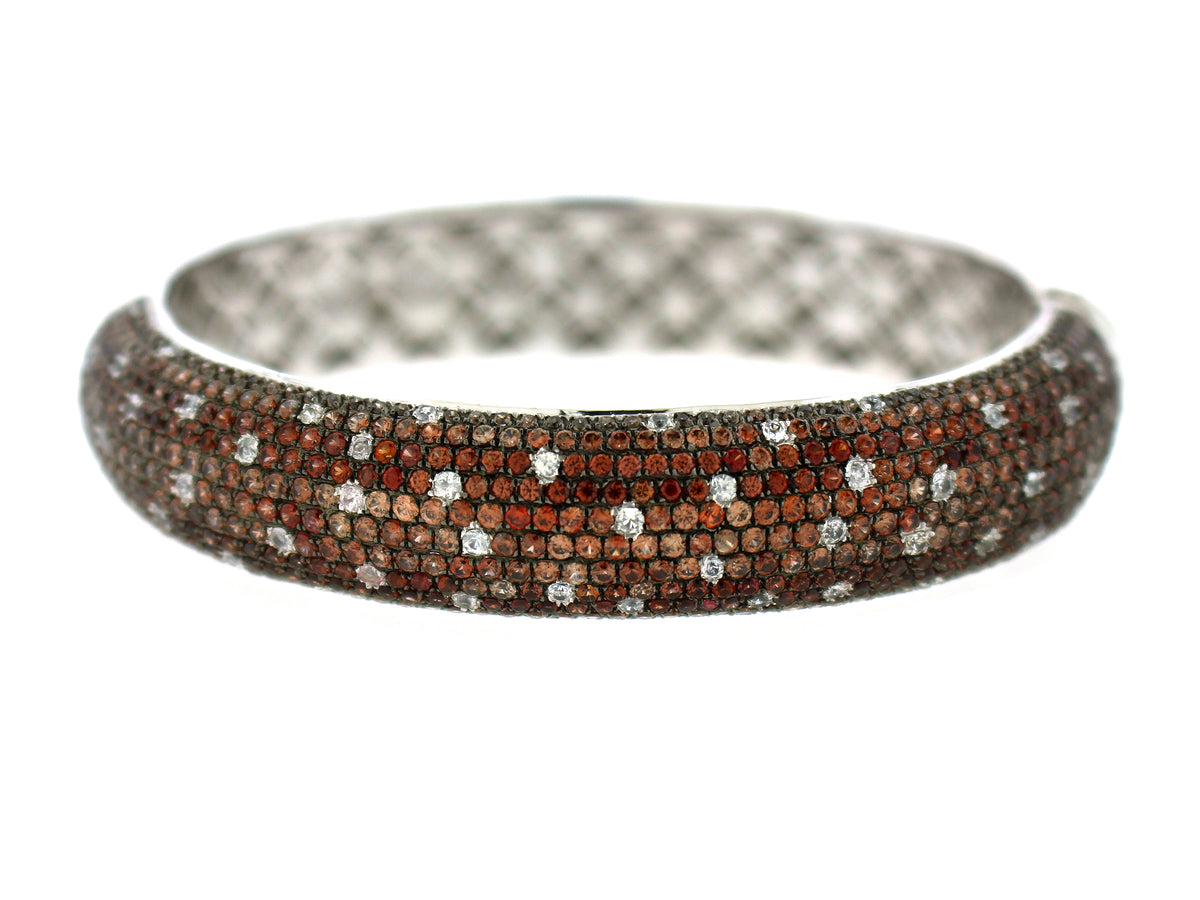 JACINTH & WHITE SAPPHIRE BANGLE, SILVER (H)