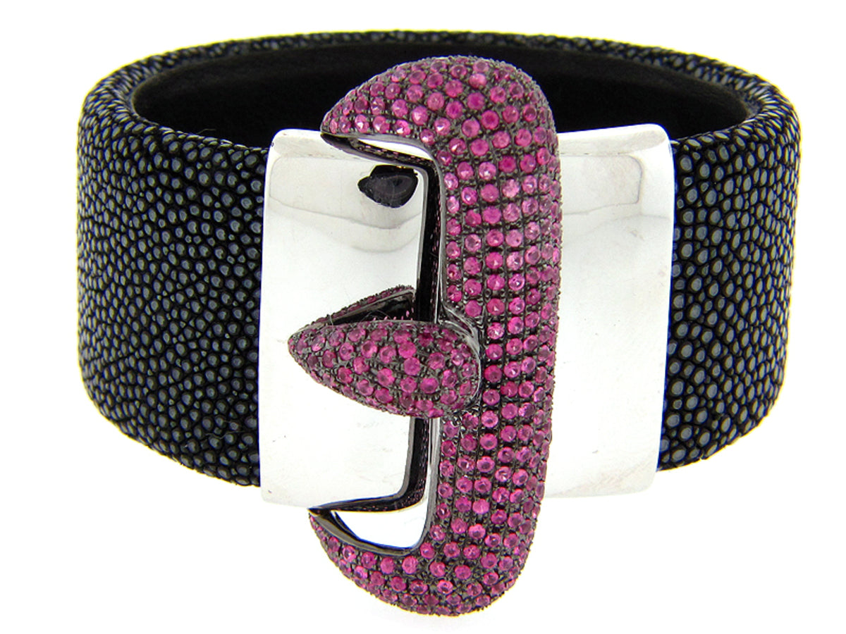 PINK SAPPHIRE BLACK STINGRAY BANGLE