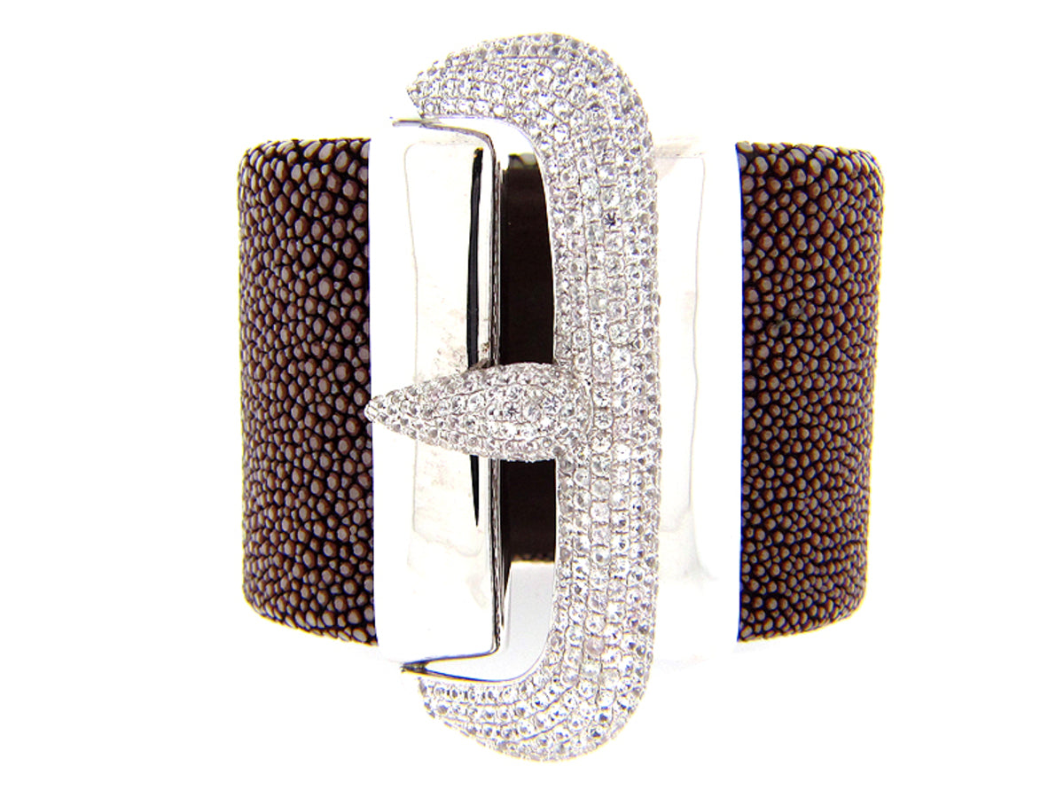 WHITE SAPPHIRE BROWN STINGRAY BANGLE