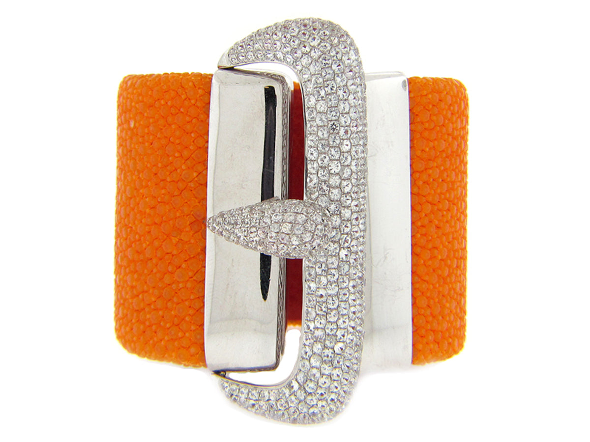 WHITE SAPPHIRE ORANGE STINGRAY BANGLE