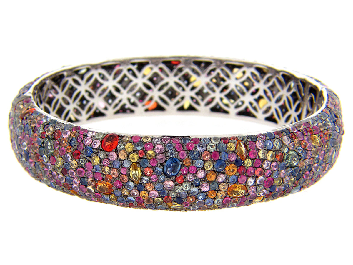 RAINBOW SAPPHIRE BANGLE, SILVER (E/U)