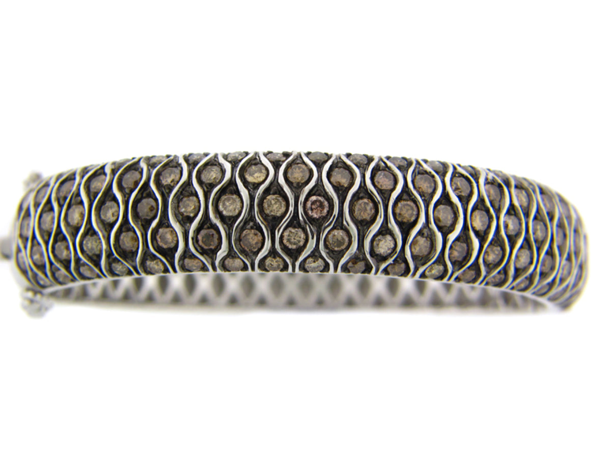 BROWN DIAMOND BANGLE, SILVER (N)