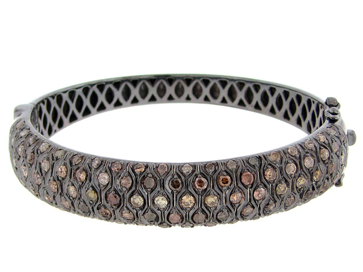 BROWN DIAMOND BANGLE, BLACK FINISH, SILVER (N)