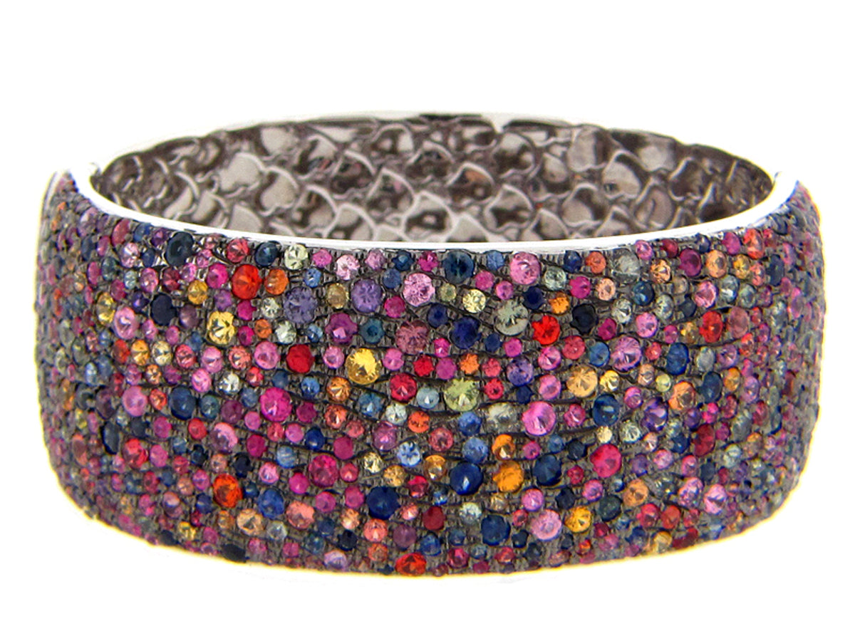RAINBOW SAPPHIRE BANGLE, SILVER (E/U)