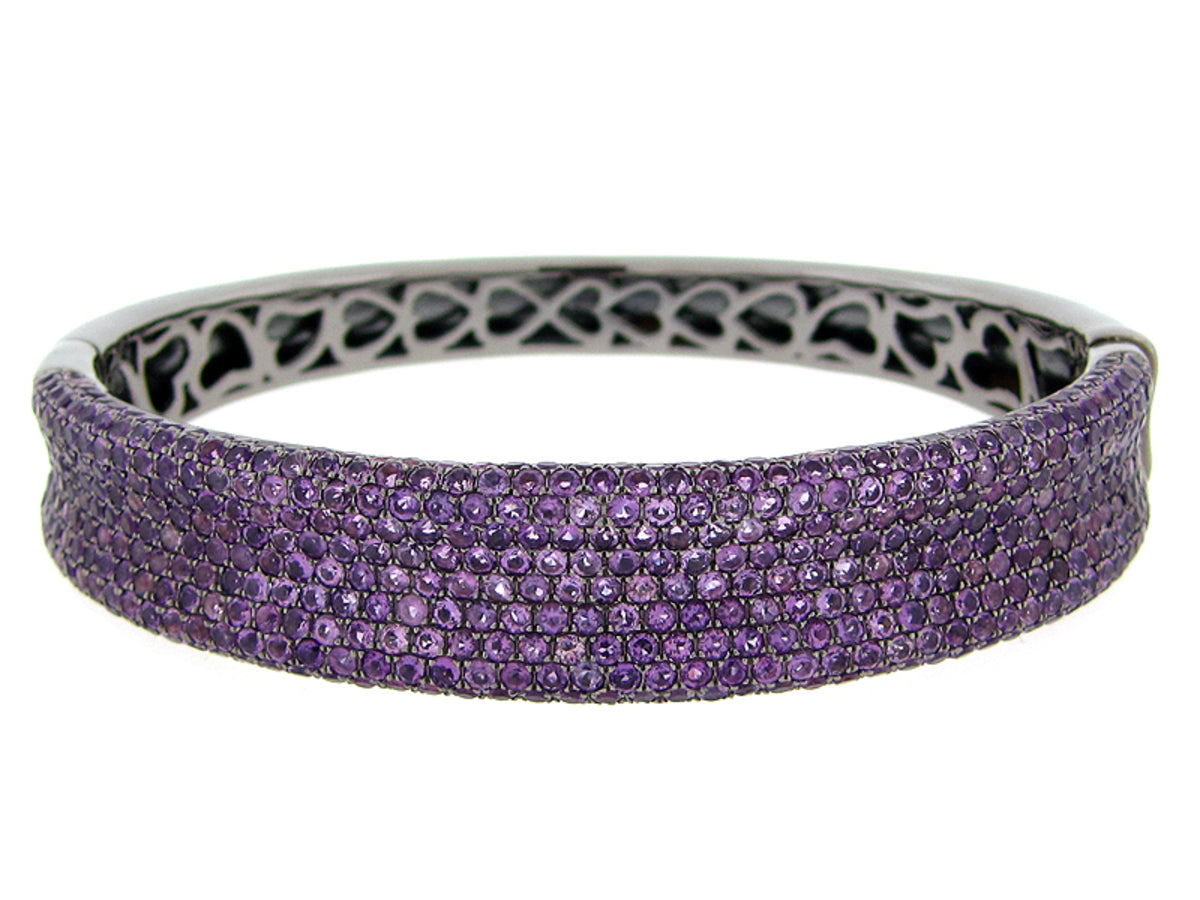 AMETHYST BANGLE, BLACK FINISH, SILVER (H)