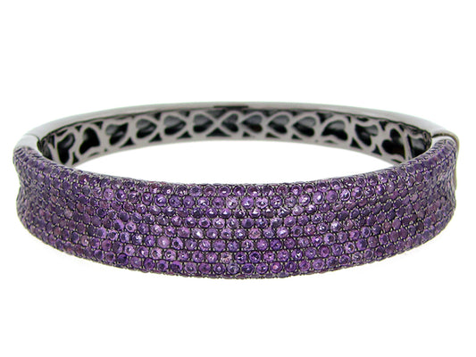 AMETHYST BANGLE, BLACK FINISH, SILVER (H)