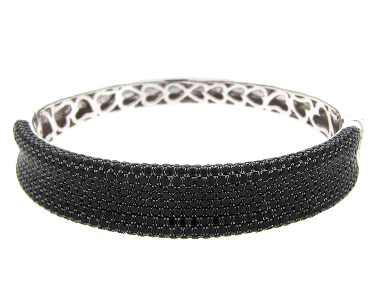 BLACK SPINEL BANGLE, SILVER (N)