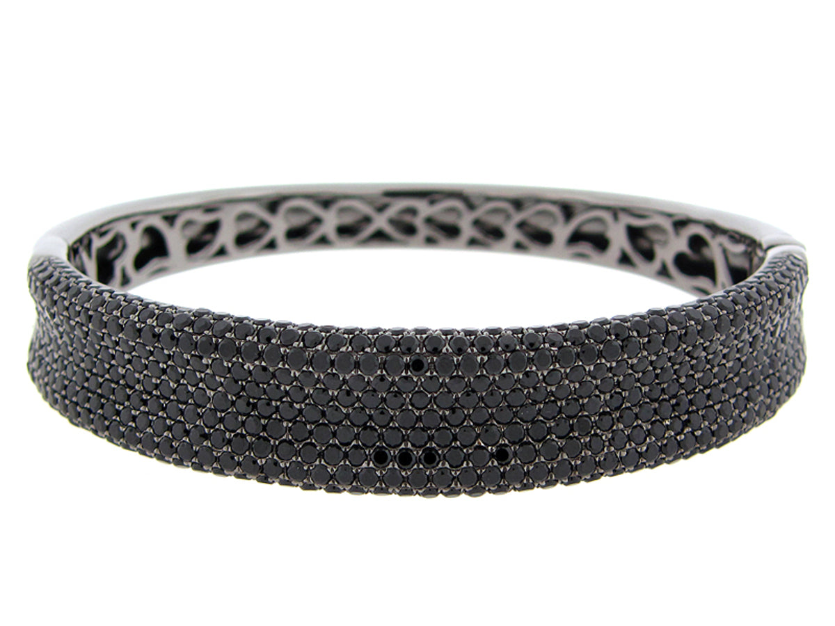 BLACK SPINEL BANGLE, BLACK FINISH, SILVER (N)