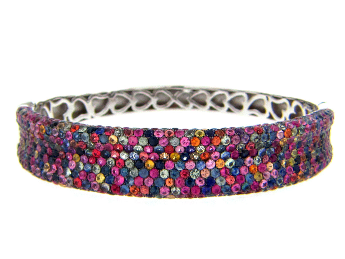 RAINBOW SAPPHIRE BANGLE, SILVER (E)