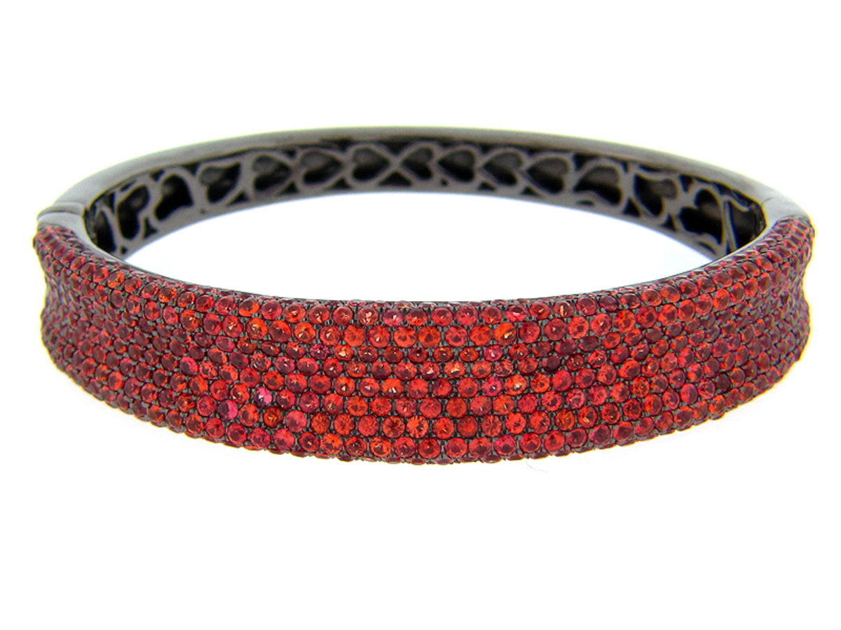 ORANGE SAPPHIRE BANGLE, BLACK FINISH, SILVER (H/U)