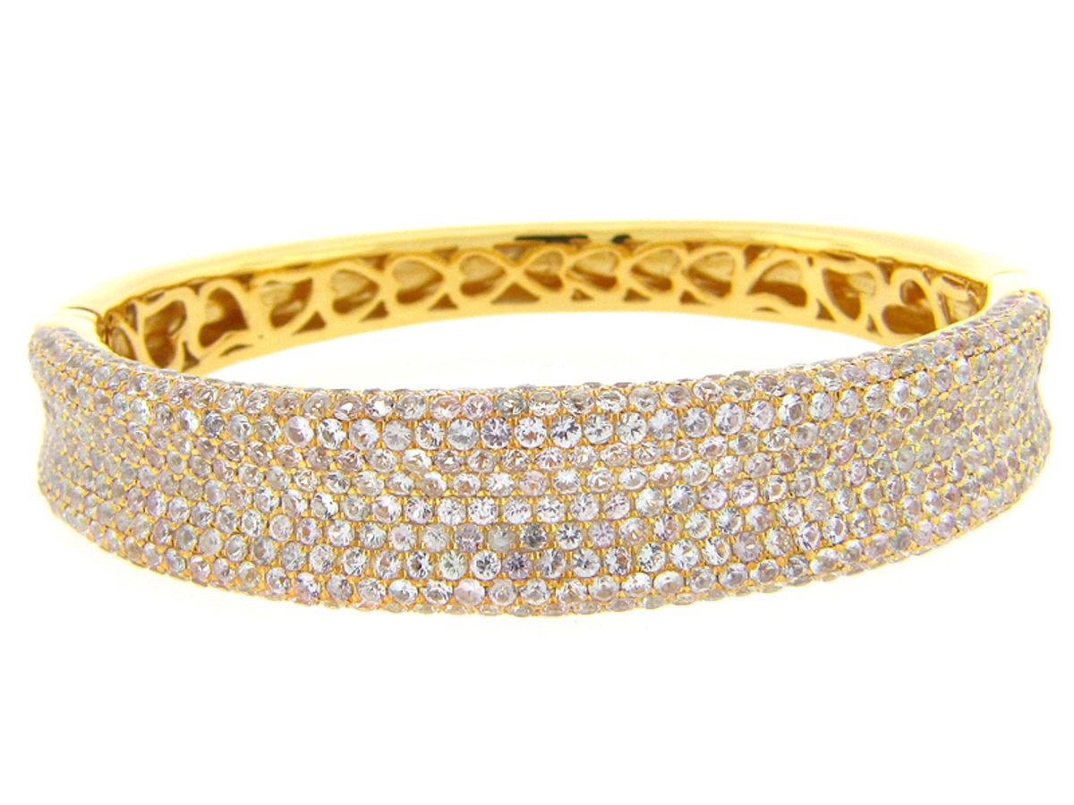WHITE SAPPHIRE BANGLE, YELLOW FINISH, SILVER (E)