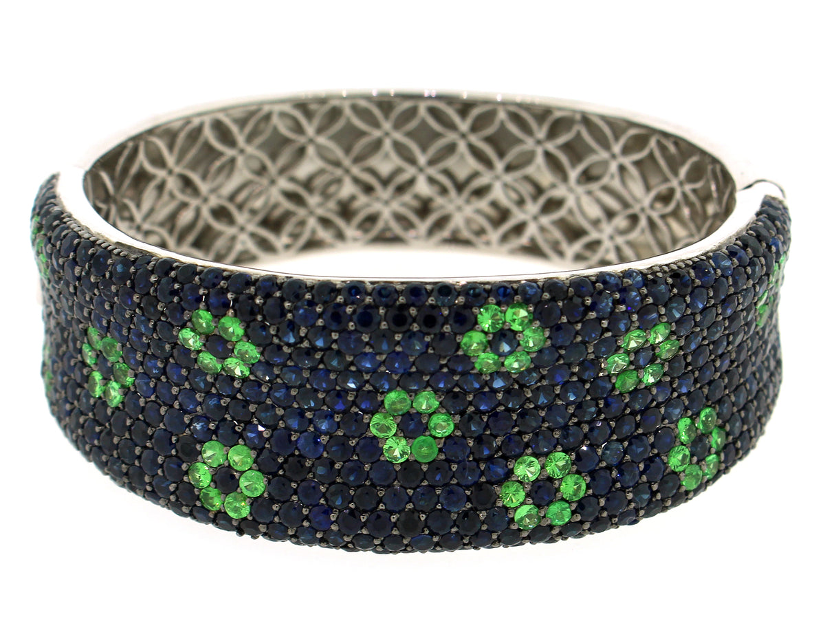 SAPPHIRE & TSAVORITE BANGLE, SILVER (H/N)