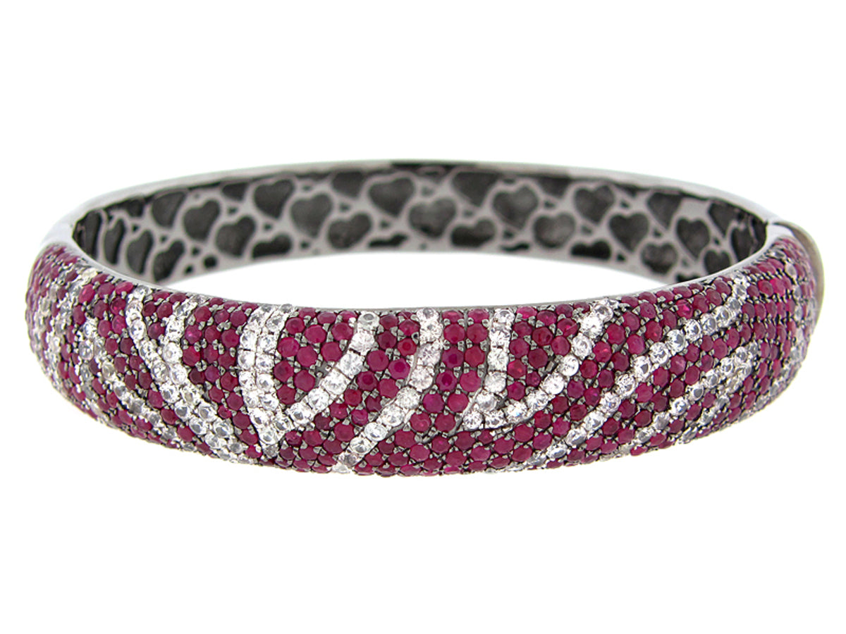 RUBY & WHITE SAPPHIRE BANGLE, BLACK FINISH