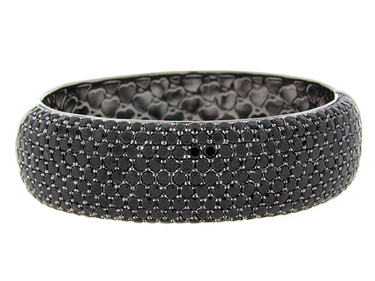 BLACK SPINEL BANGLE, BLACK FINISH, SILVER (N)