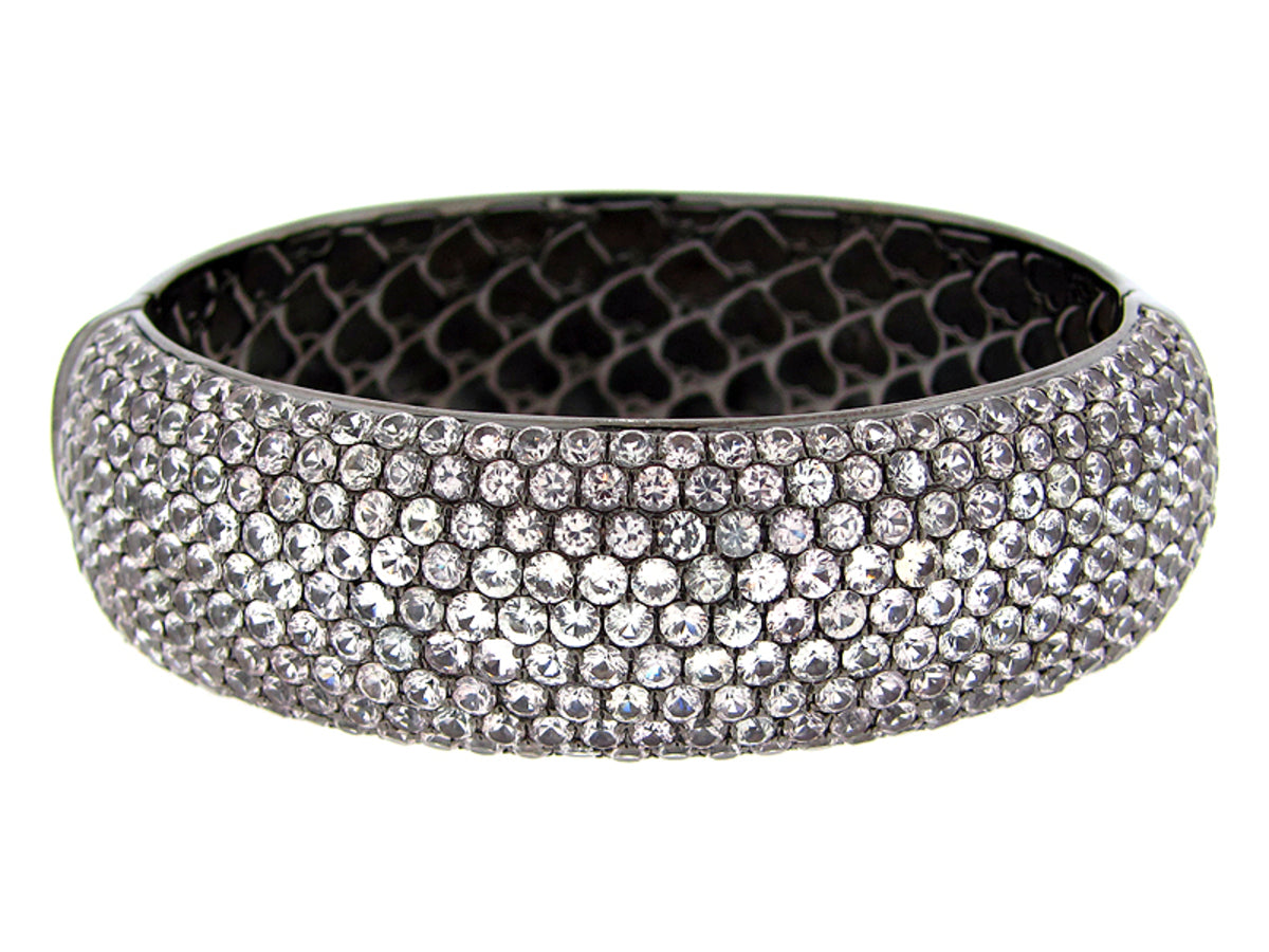 WHITE SAPPHIRE BANGLE, BLACK FINISH, SILVER (H)