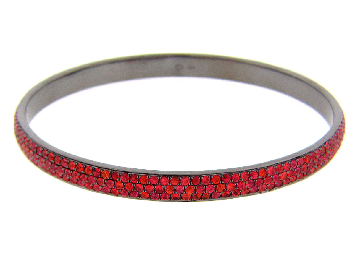 ORANGE SAPPHIRE BANGLE, BLACK FINISH, SILVER (H/U)