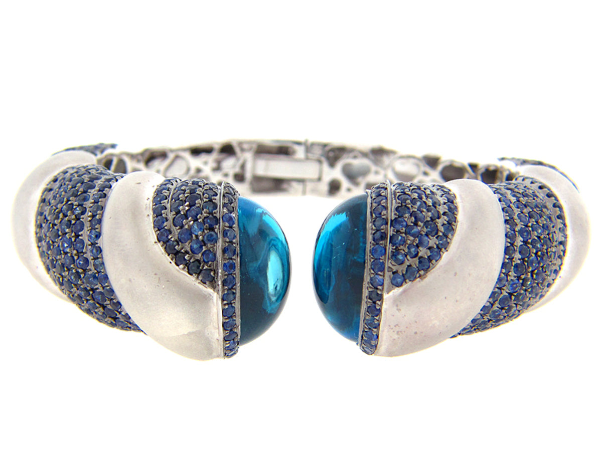 SAPPHIRE/BLUE TOPAZ BANGLE, SILVER (E/R)