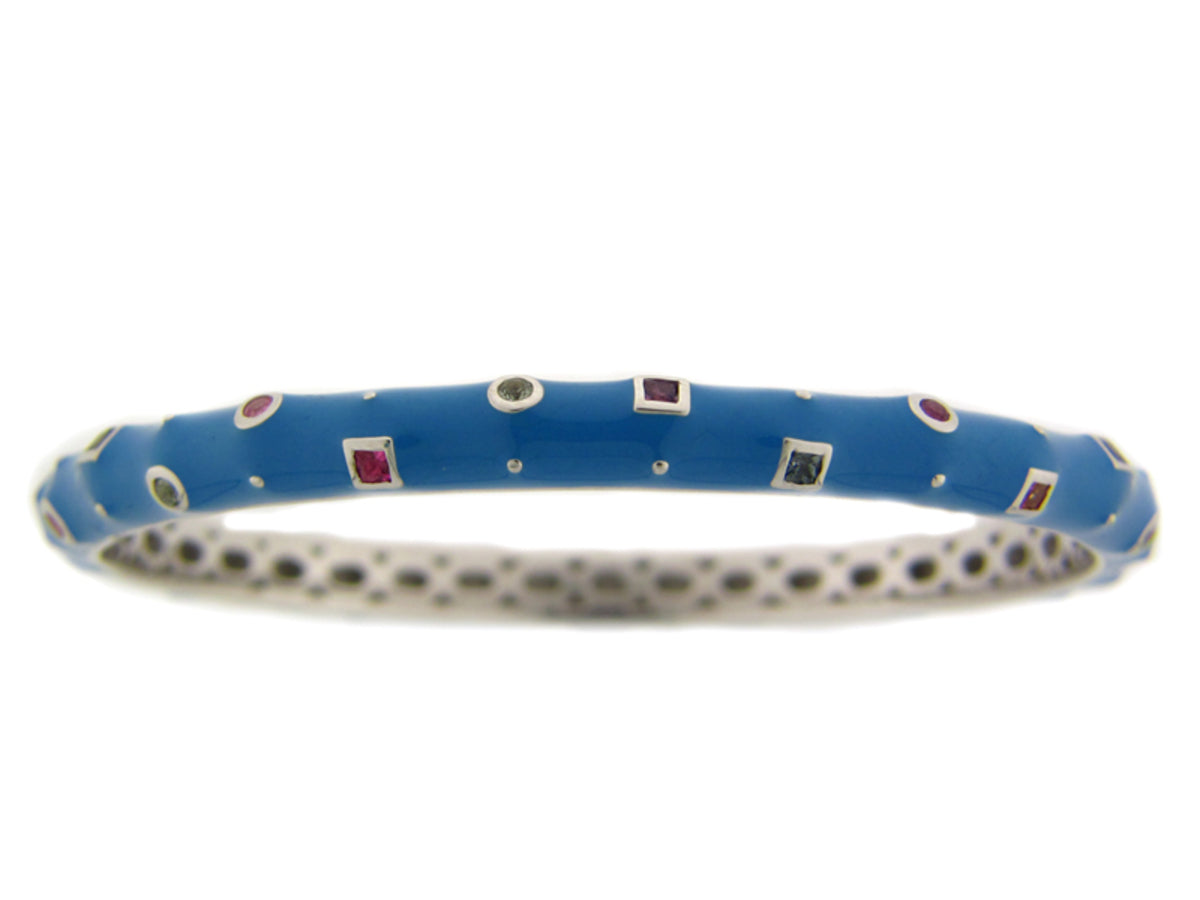 RAINBOW SAPPHIRE/BLUE ENAMEL BANGLE