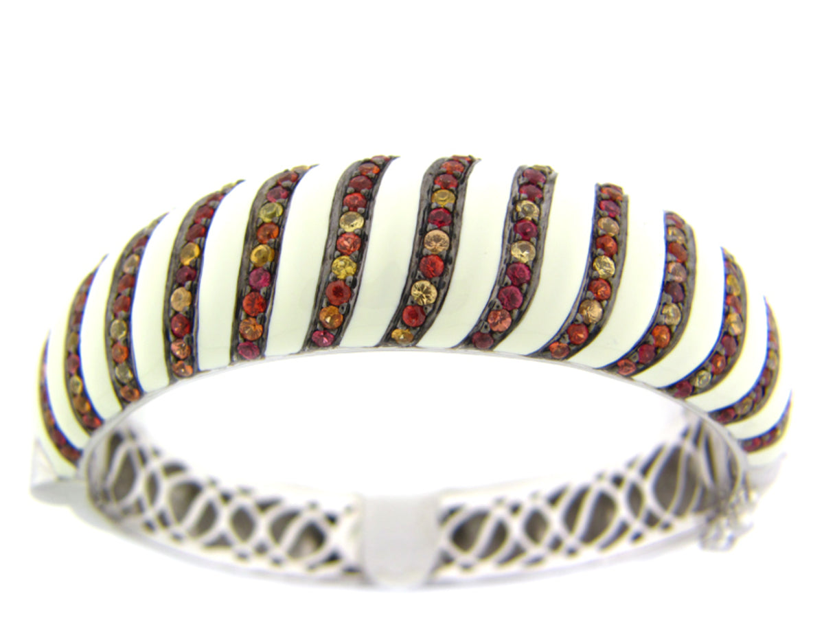 ORANGE SAPPHIRE/CREAM ENAMEL BANGLE