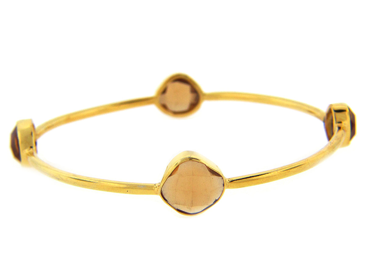 CITRINE BANGLE, SILVER-YELLOW GOLD PLATE (E)