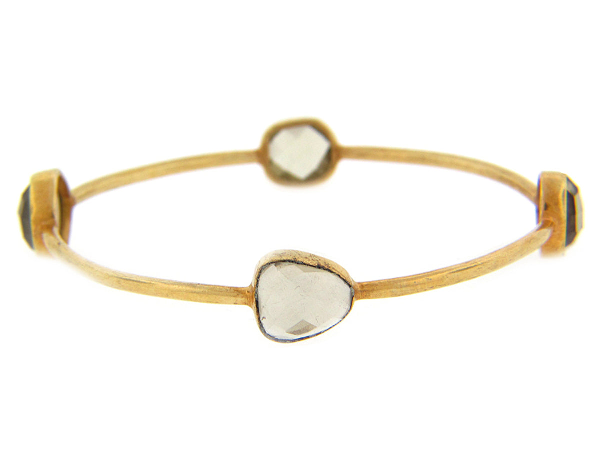 LEMON QUARTZ BANGLE, SILVER-YELLOW GOLD PLATE (E)