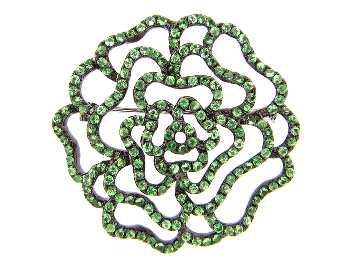 TSAVORITE BROACH, SILVER (N)