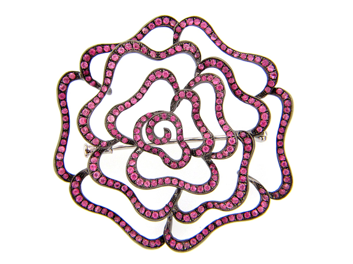 PINK SAPPHIRE BROACH, SILVER (E)