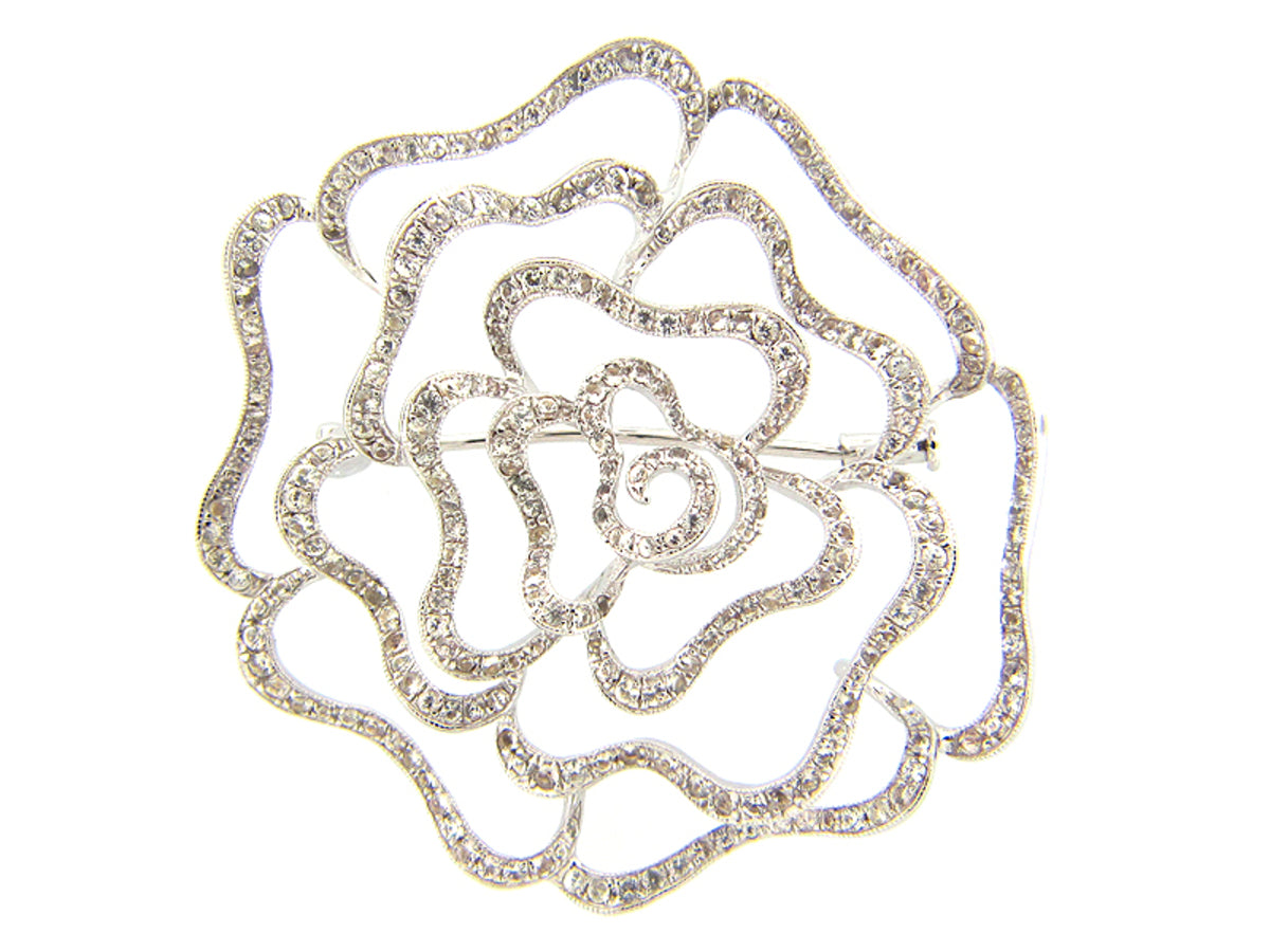 WHITE SAPPHIRE BROACH, SILVER (E)