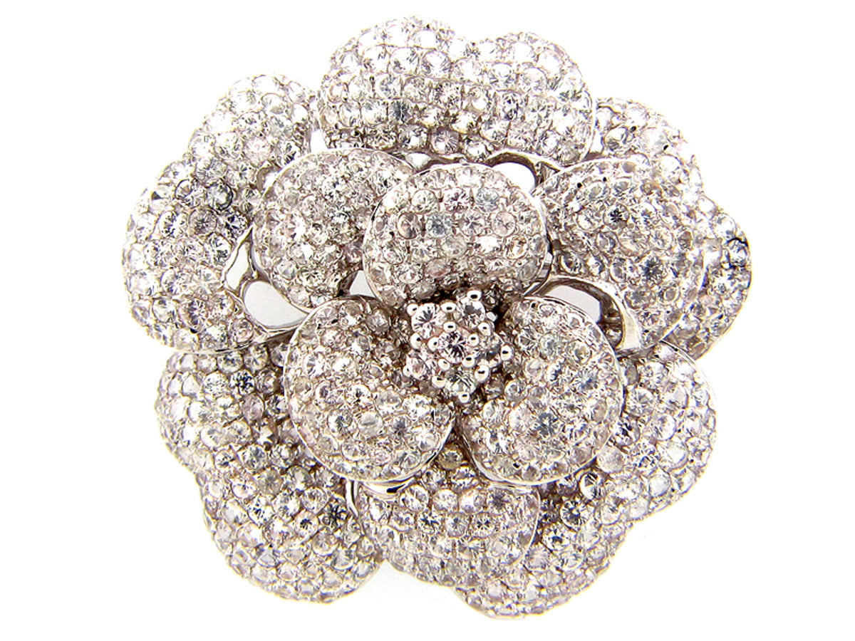 WHITE SAPPHIRE BROACH, SILVER (H)
