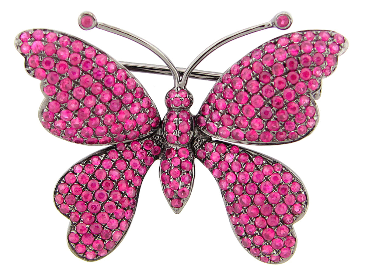 RUBY BROOCH, BLACK FINISH, SILVER (H)