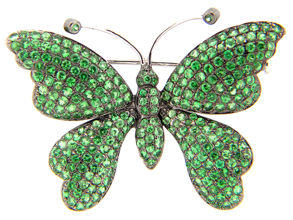 TSAVORITE BROOCH, SILVER (N)