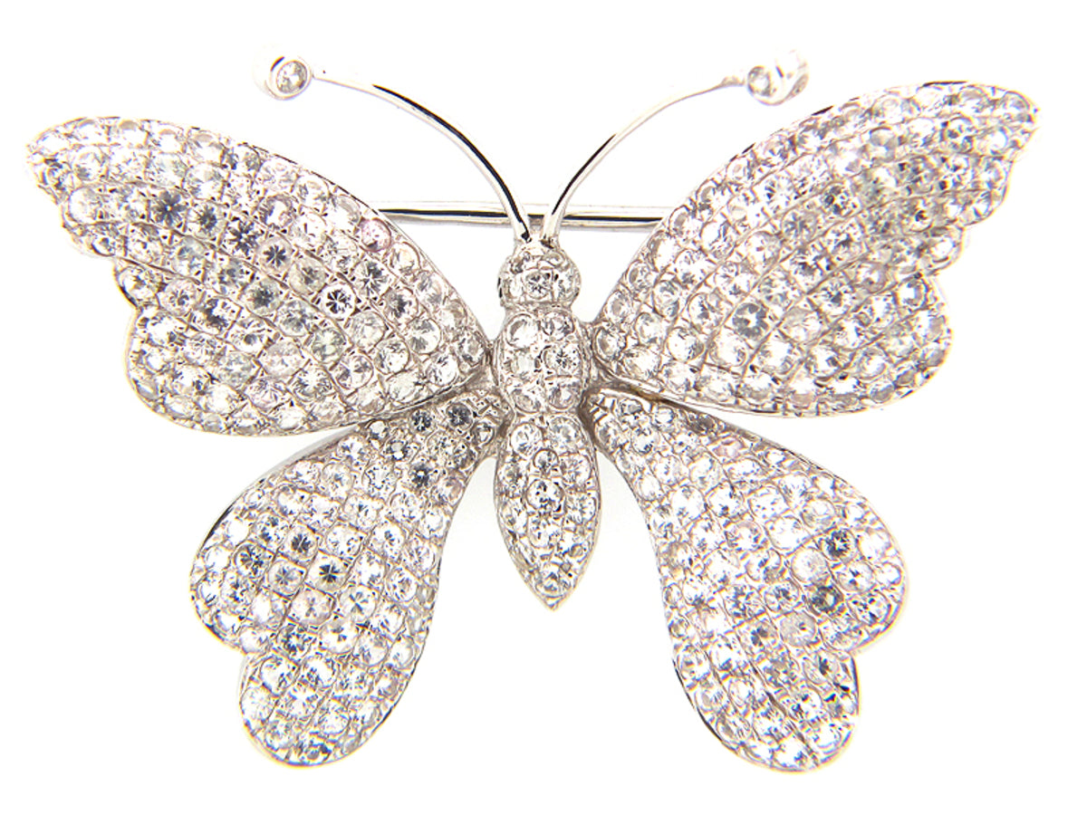 WHITE SAPPHIRE BROOCH, SILVER (E)