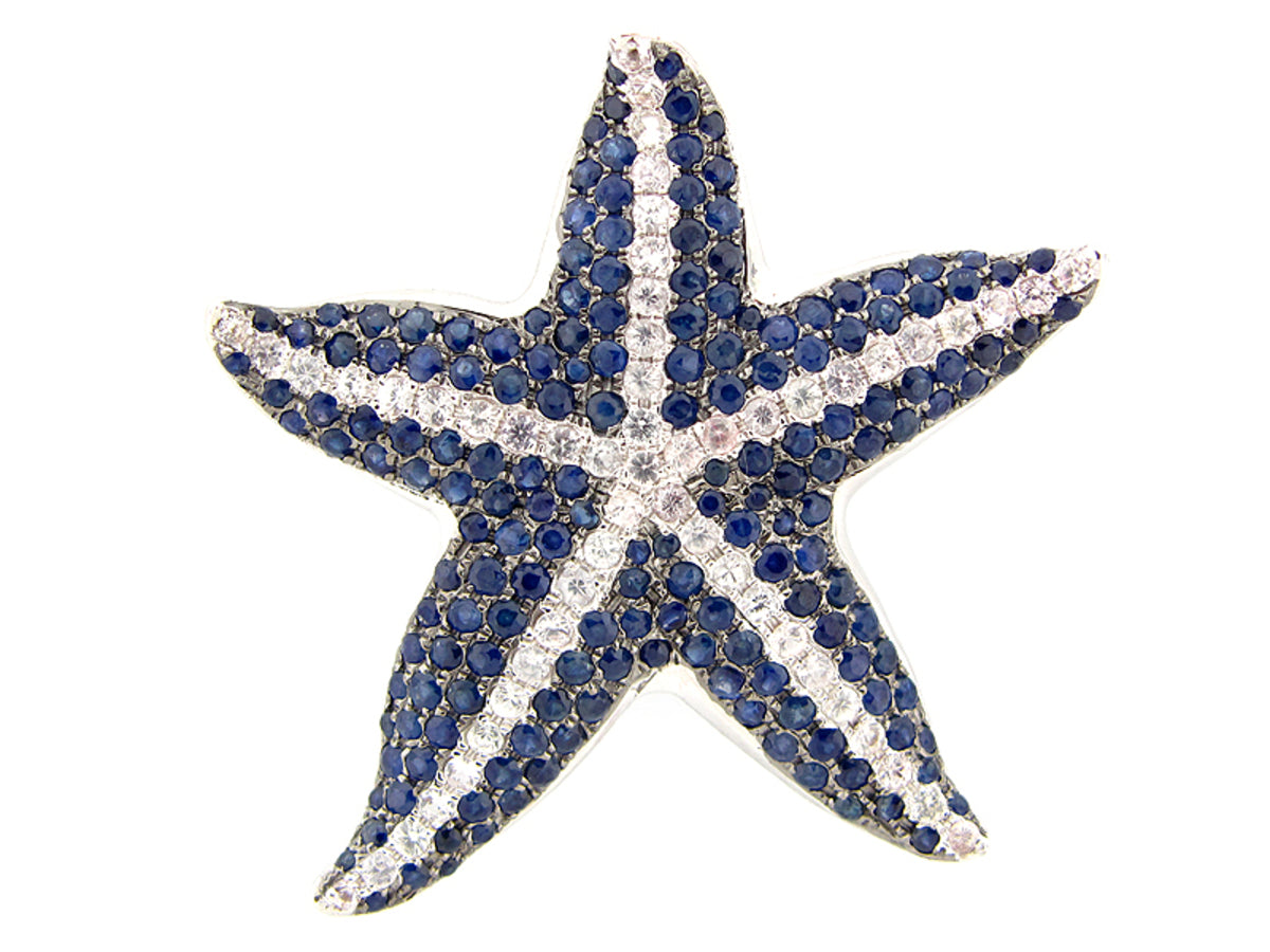 SAPPHIRE & WHITE SAPPHIRE BROACH