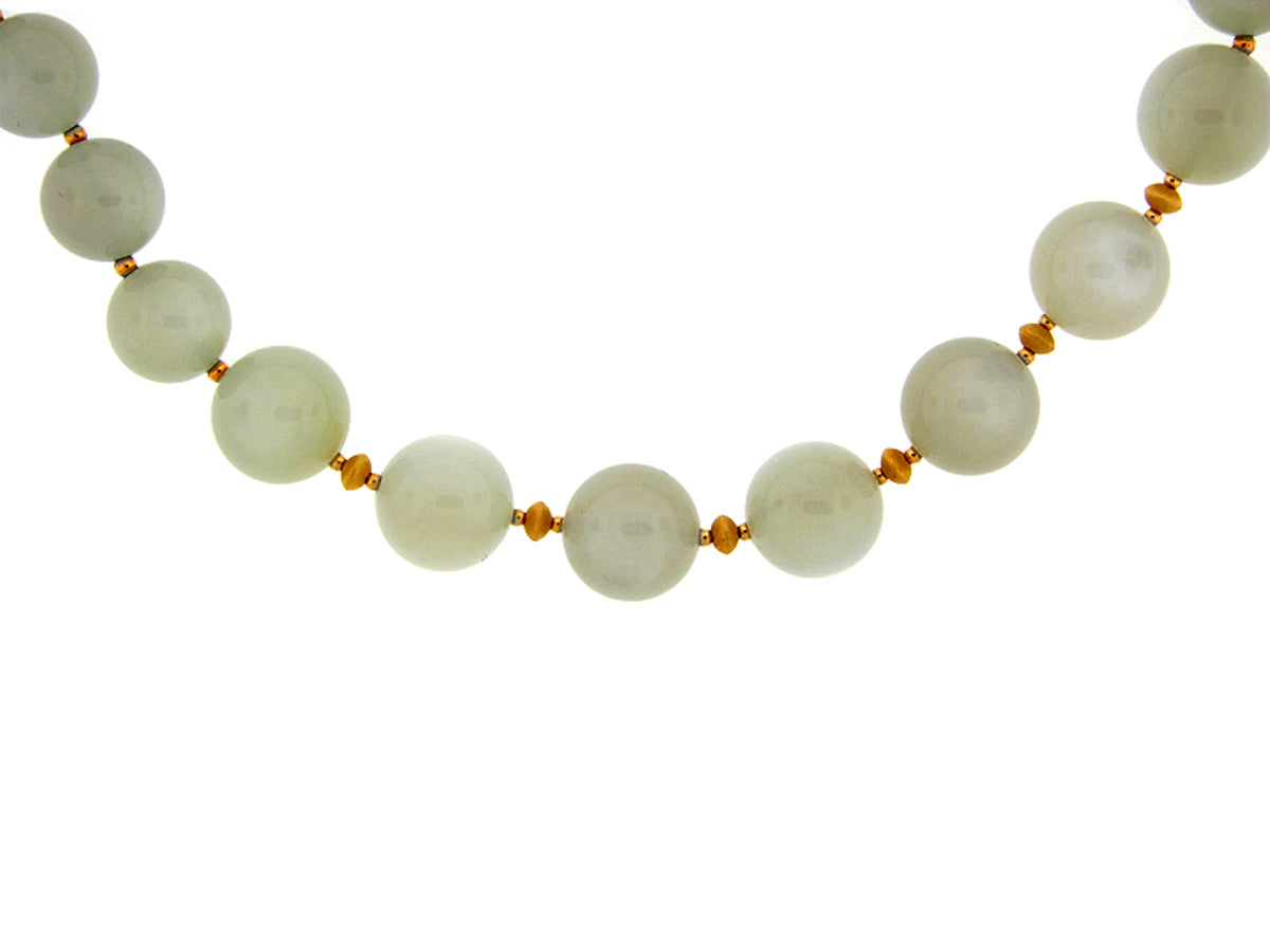 GREY MOONSTONE BEAD NECKLACE, SILVER (N)