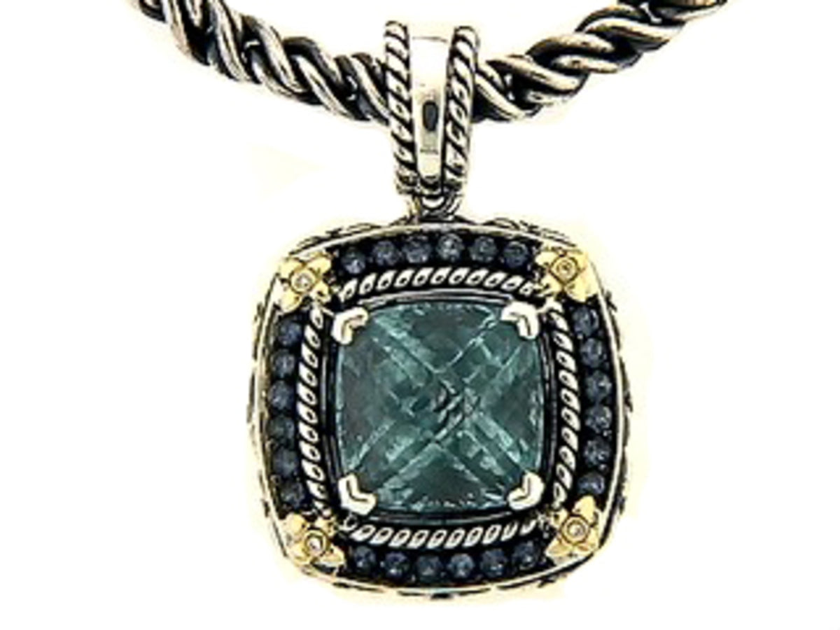 BLUE TOPAZ,BLUE SAPPHIRE & DIAMOND PENDANT