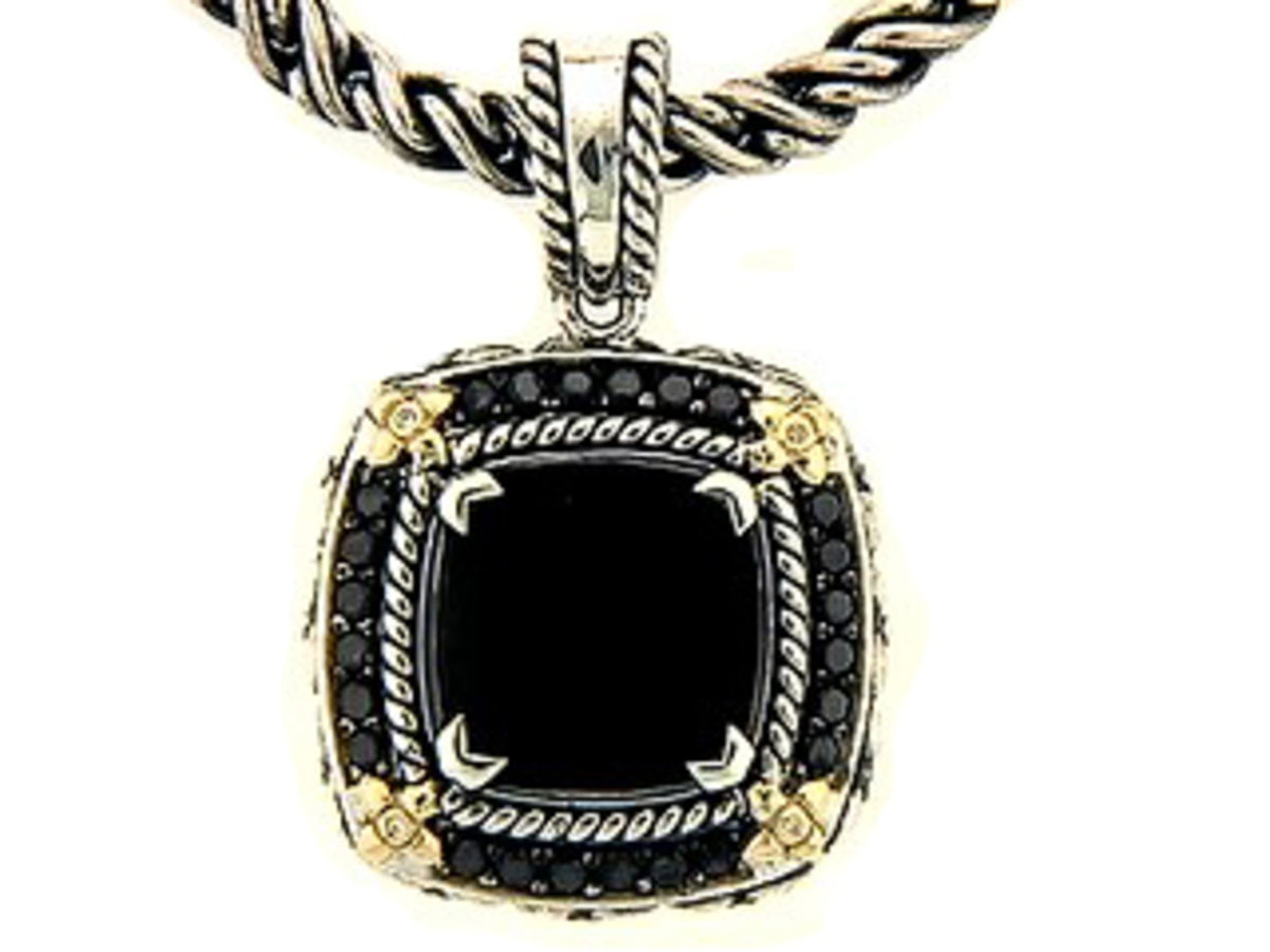 SMOKEY QUARTZ, BLACK DIAMOND & DIAMOND PENDANT
