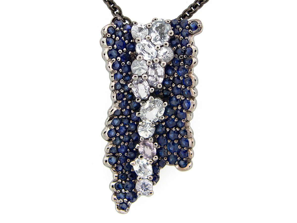 SAPPHIRE PENDANT, BLACK FINISH, SILVER (H)
