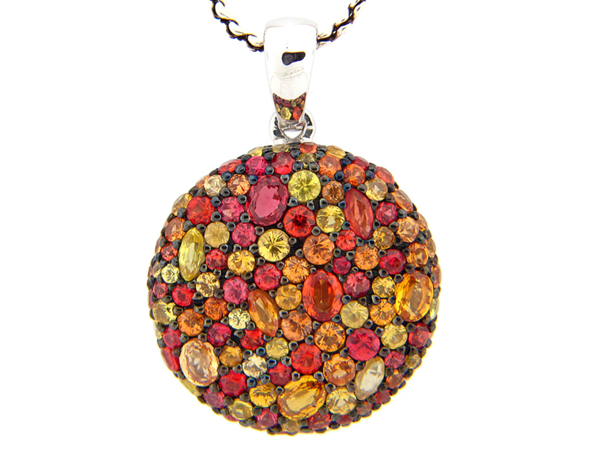 ORANGE SAPPHIRE PENDANT, SILVER (E/U)