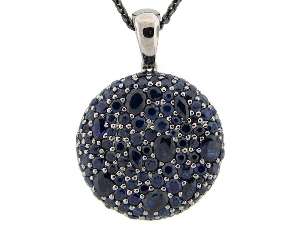 SAPPHIRE PENDANT, BLACK FINISH, SILVER (H)