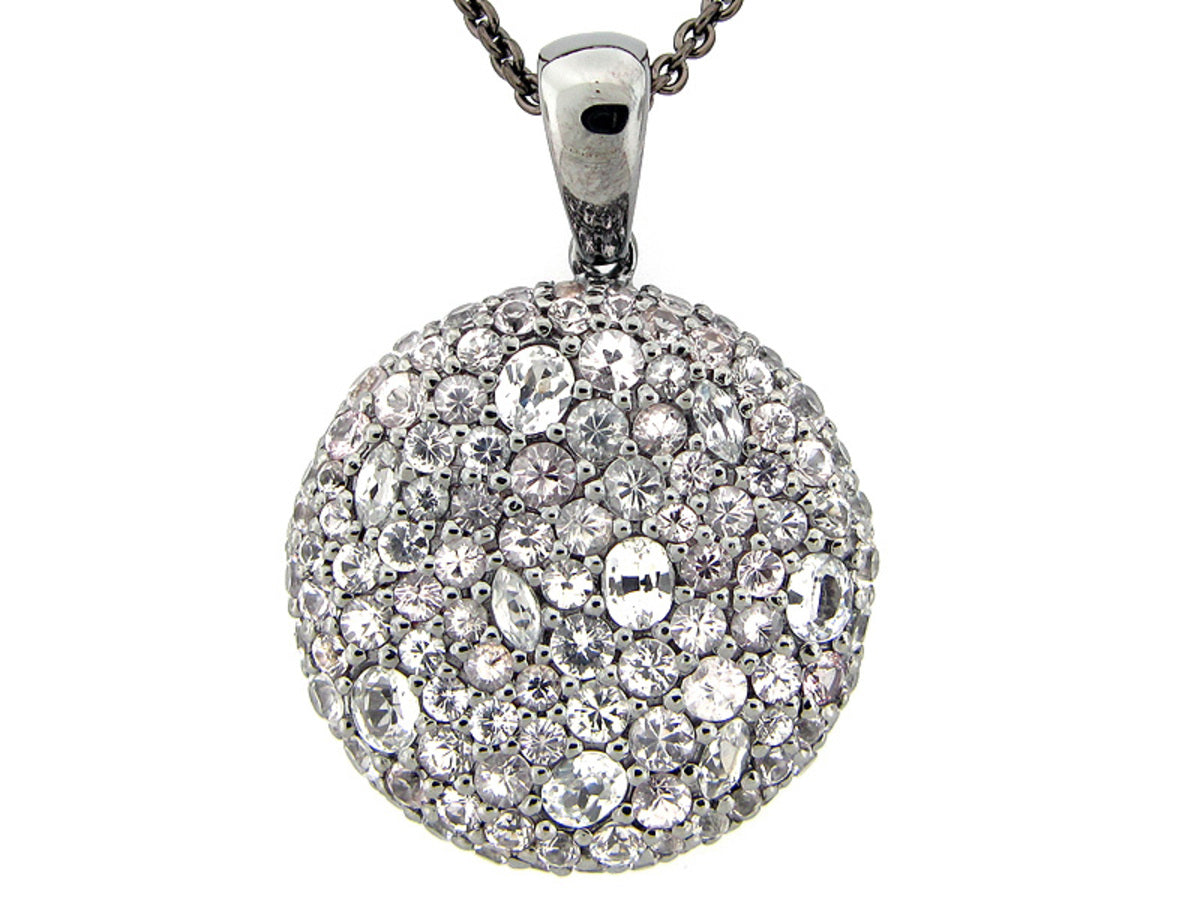 WHITE SAPPHIRE PENDANT, BLACK FINISH, SILVER (H)