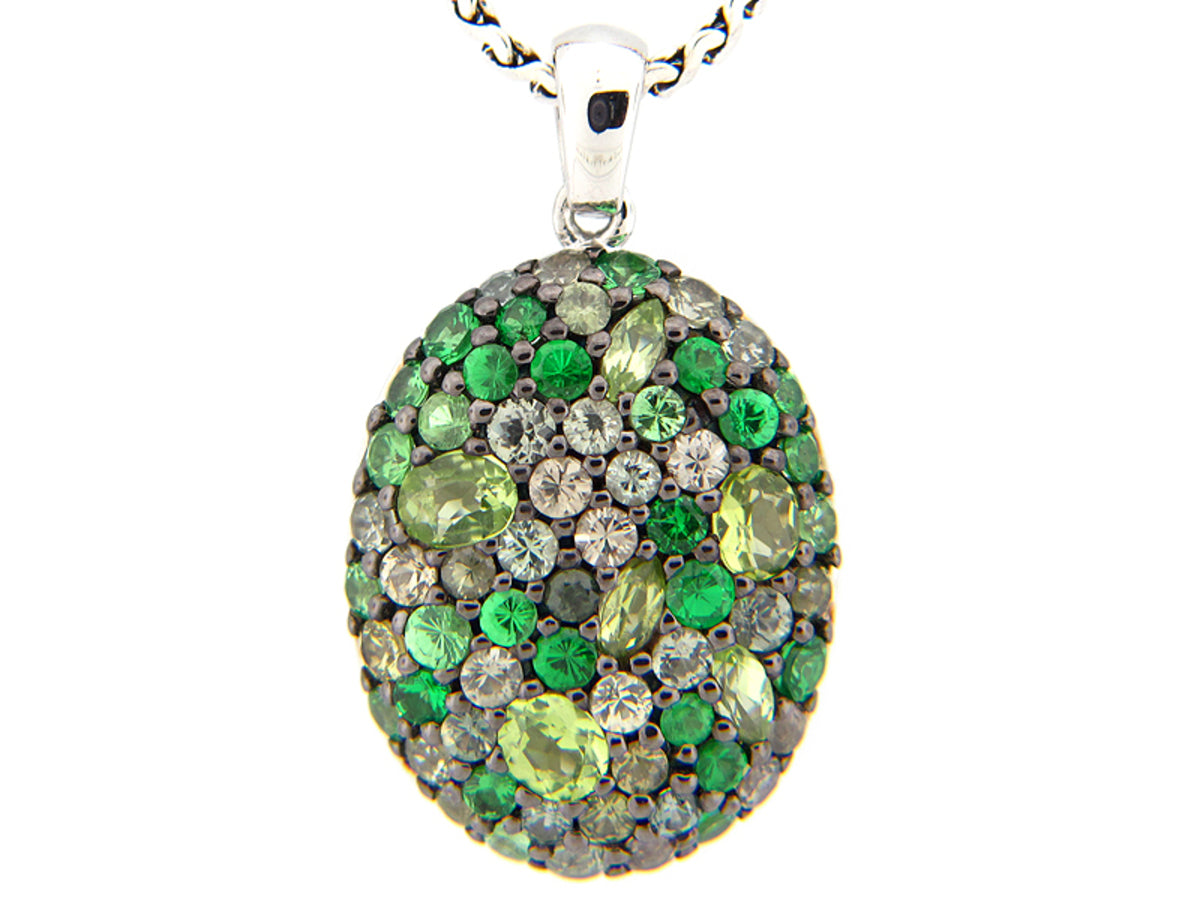 TSAVORITE/FANCY SAPPHIRE/PERIDOT PENDANT, SILVER (N/E)
