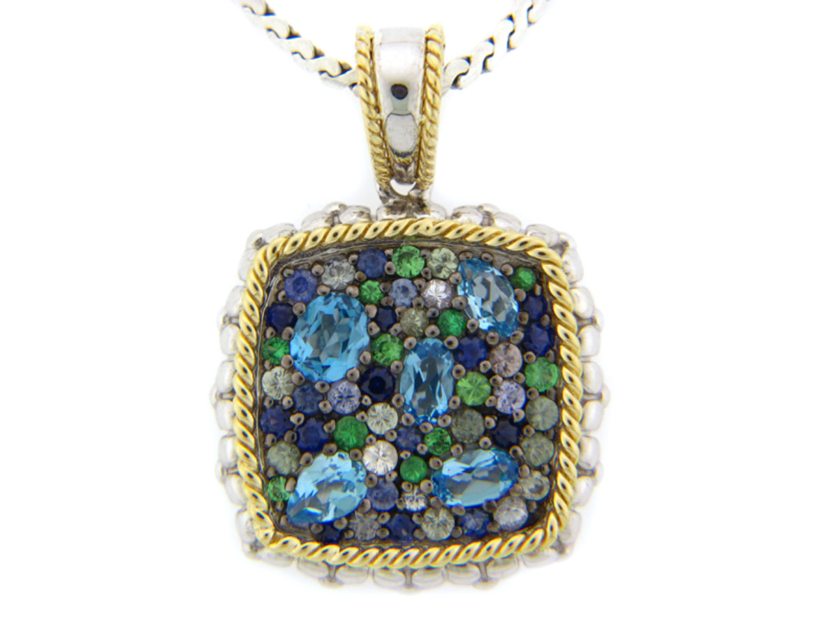 FANCY SAPPHIRE/TSAVORITE/BLUE TOPAZ PENDANT