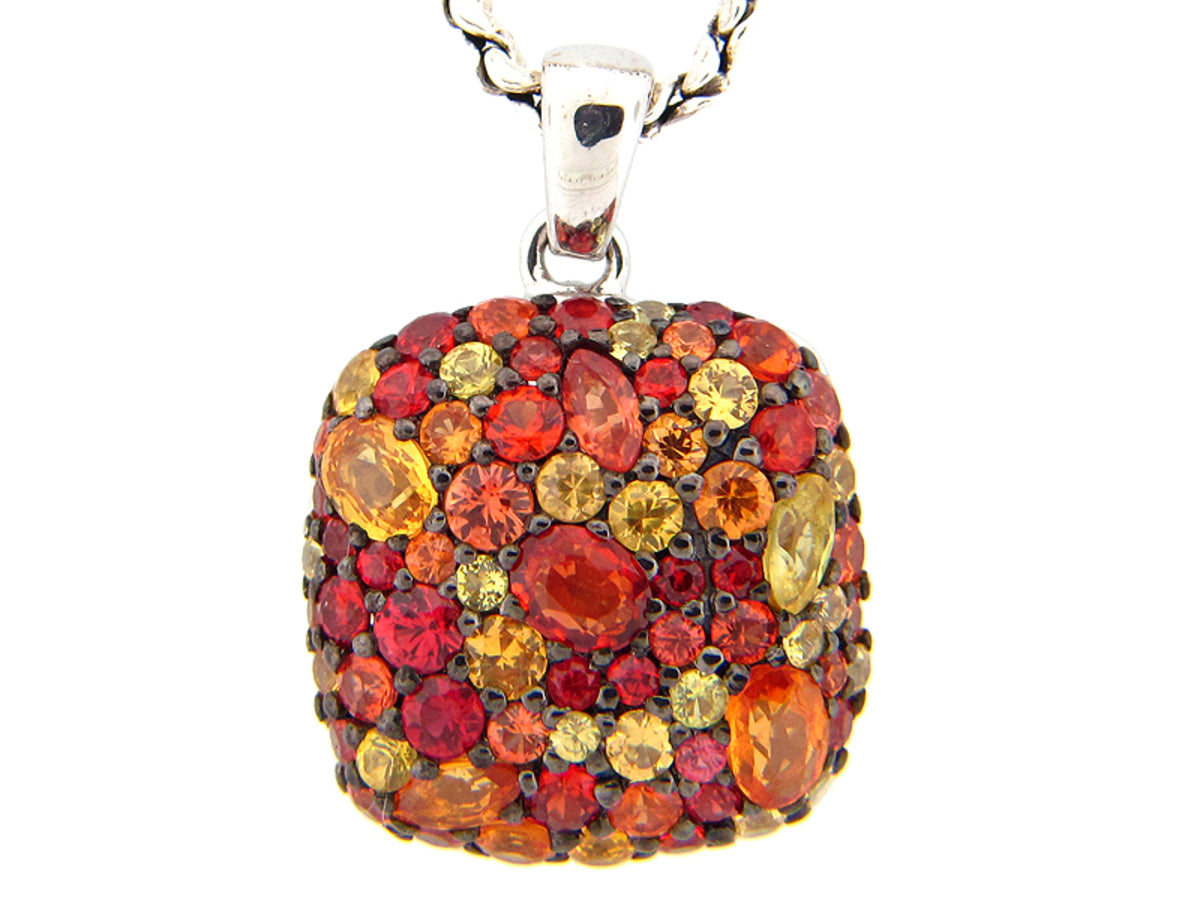 ORANGE SAPPHIRE PENDANT, SILVER (E/U)