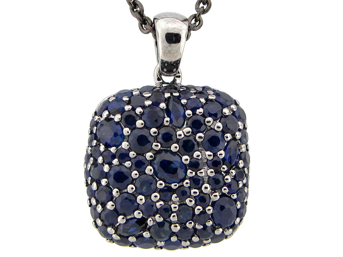 SAPPHIRE PENDANT, BLACK FINISH, SILVER (H)